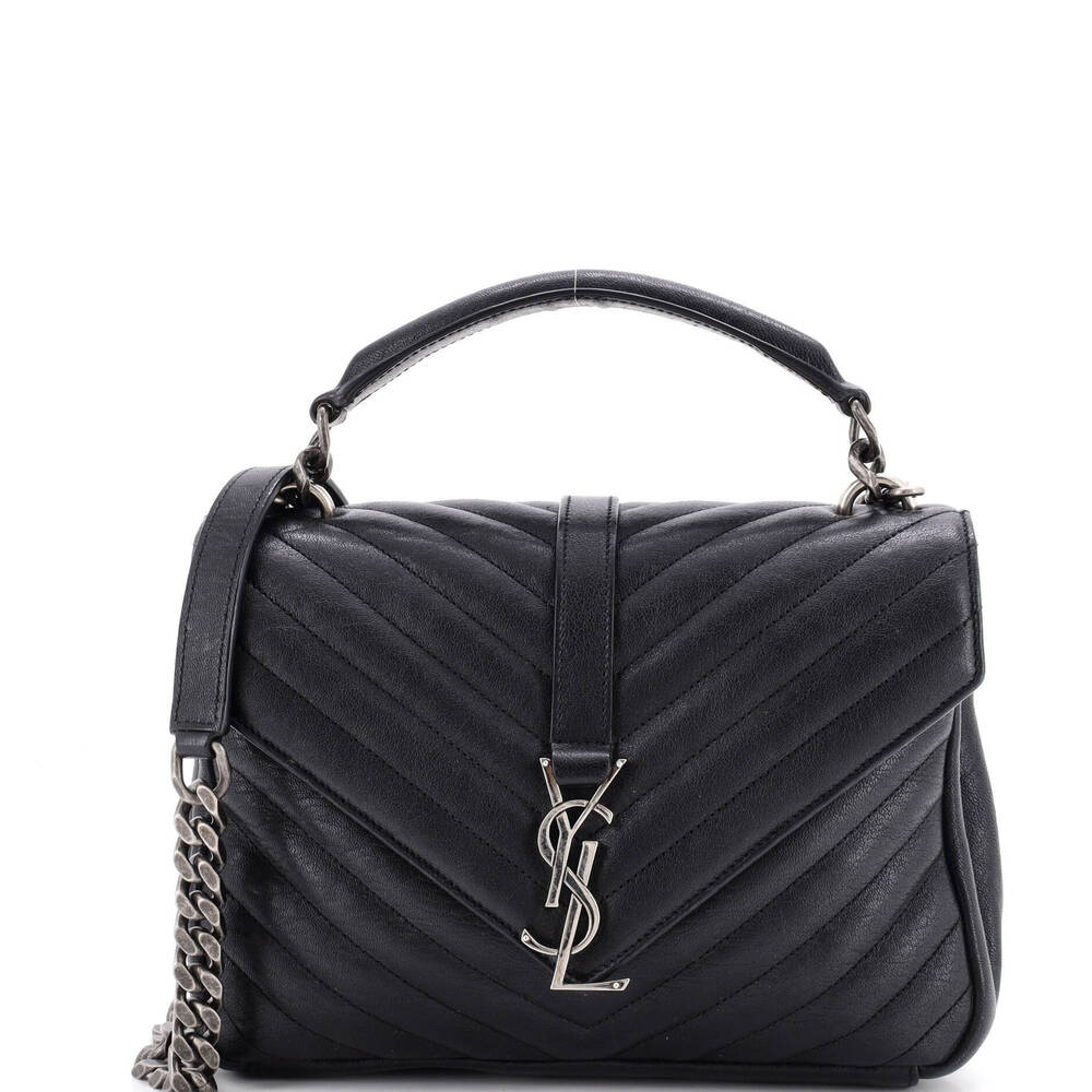 Saint Laurent Medium Classic Monogram College Bag Matelasse Chevron Leather